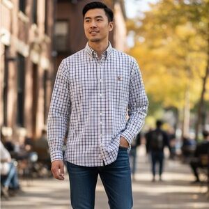 Polo‎ Ralph Lauren Men’s Classic Fit Dress Shirt Blue Plaid Pony Logo 16 32/33